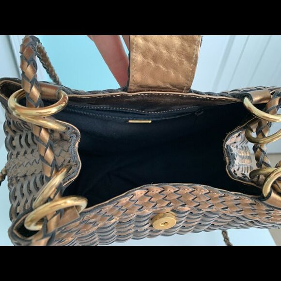 1980's CEM Metallic Leather Woven Basket Bag - Picture 9 of 10